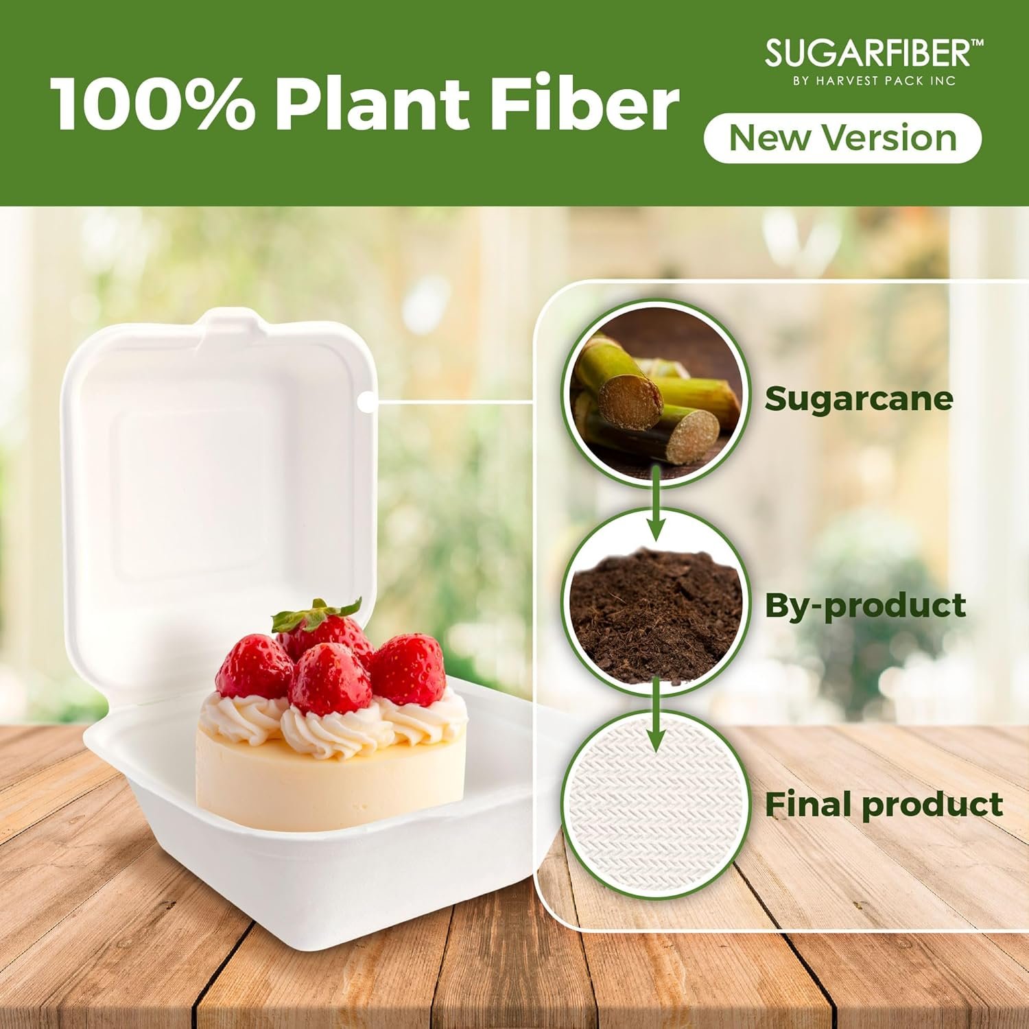 Wholesale 50 Count 6x6 Inch White Compostable Hinged Food Containers Disposable Square Single Compartment Clamshell Takeout Boxes Eco-Friendly Bagasse Sugarcane No PFAS Factory