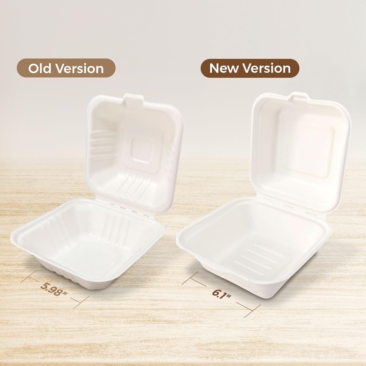 Wholesale 50 Count 6x6 Inch White Compostable Hinged Food Containers Disposable Square Single Compartment Clamshell Takeout Boxes Eco-Friendly Bagasse Sugarcane No PFAS Factory