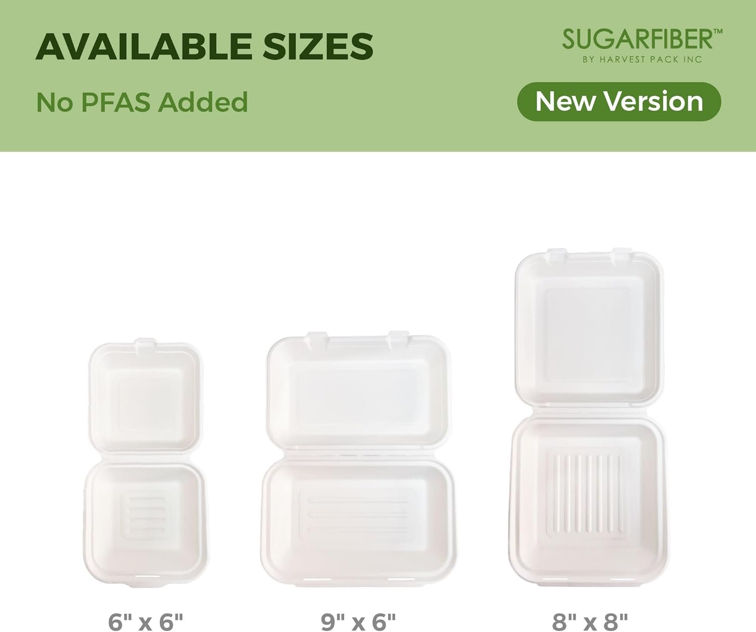 Wholesale 50 Count 6x6 Inch White Compostable Hinged Food Containers Disposable Square Single Compartment Clamshell Takeout Boxes Eco-Friendly Bagasse Sugarcane No PFAS Factory