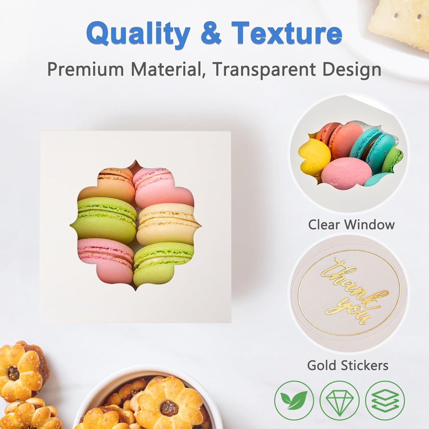 Wholesale 4x4x2.5 Inch White Cookie Boxes 50 Pack Bakery Window Treat Containers for Macarons Donuts Cake Slices Gifting To-Go Factory Wholesale 4x4x2.5 Inch White Cookie Boxes 50 Pack Bakery Window Treat Containers for Macarons Donuts Cake Slices Gifting To-Go Factory