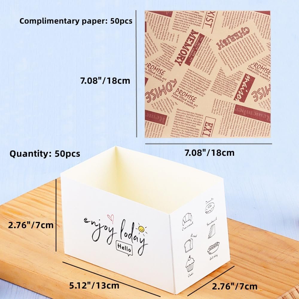 Wholesale 50 Pack Paper Takeout Containers Mini Burger Sandwich Boxes with 50 Oil-Resistant Sheets for Restaurants Picnics Parties Factory