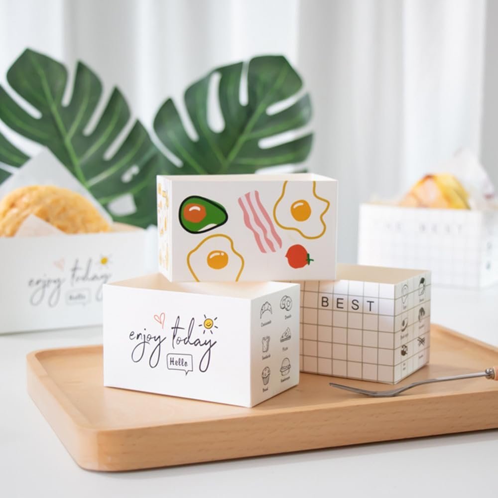 Wholesale 50 Pack Paper Takeout Containers Mini Burger Sandwich Boxes with 50 Oil-Resistant Sheets for Restaurants Picnics Parties Factory