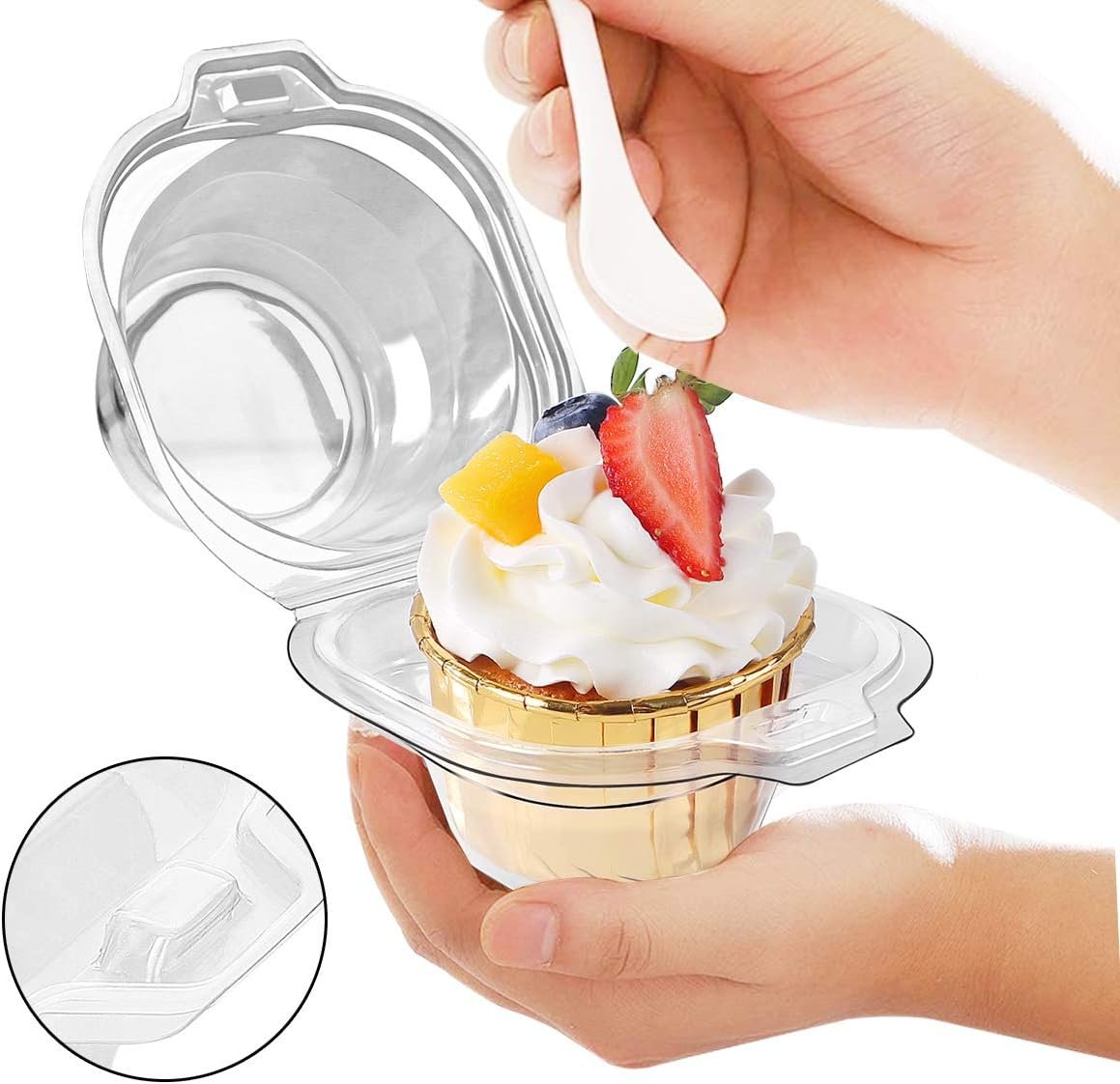Wholesale 120-Pack Stackable Individual Cupcake Containers Single Compartment Disposable Deep Dome Clear Plastic BPA-Free Holders Factory