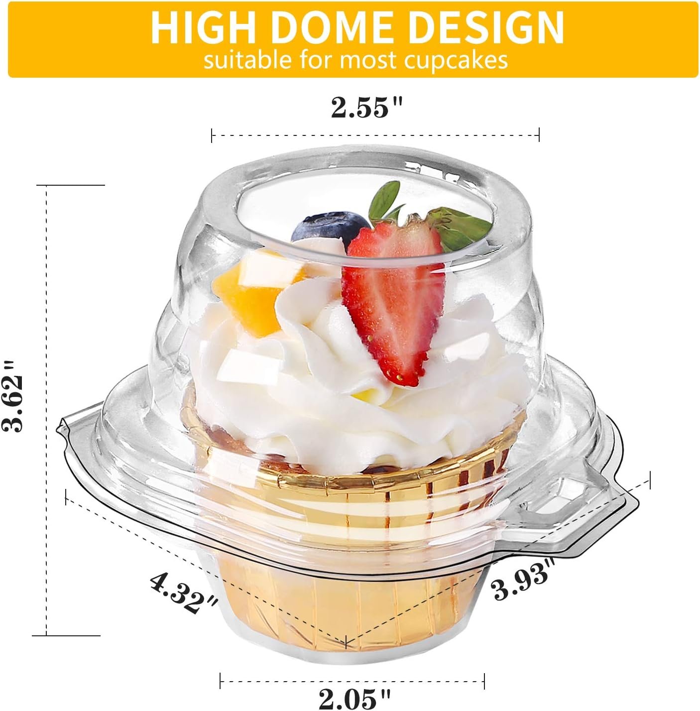 Wholesale 120-Pack Stackable Individual Cupcake Containers Single Compartment Disposable Deep Dome Clear Plastic BPA-Free Holders Factory
