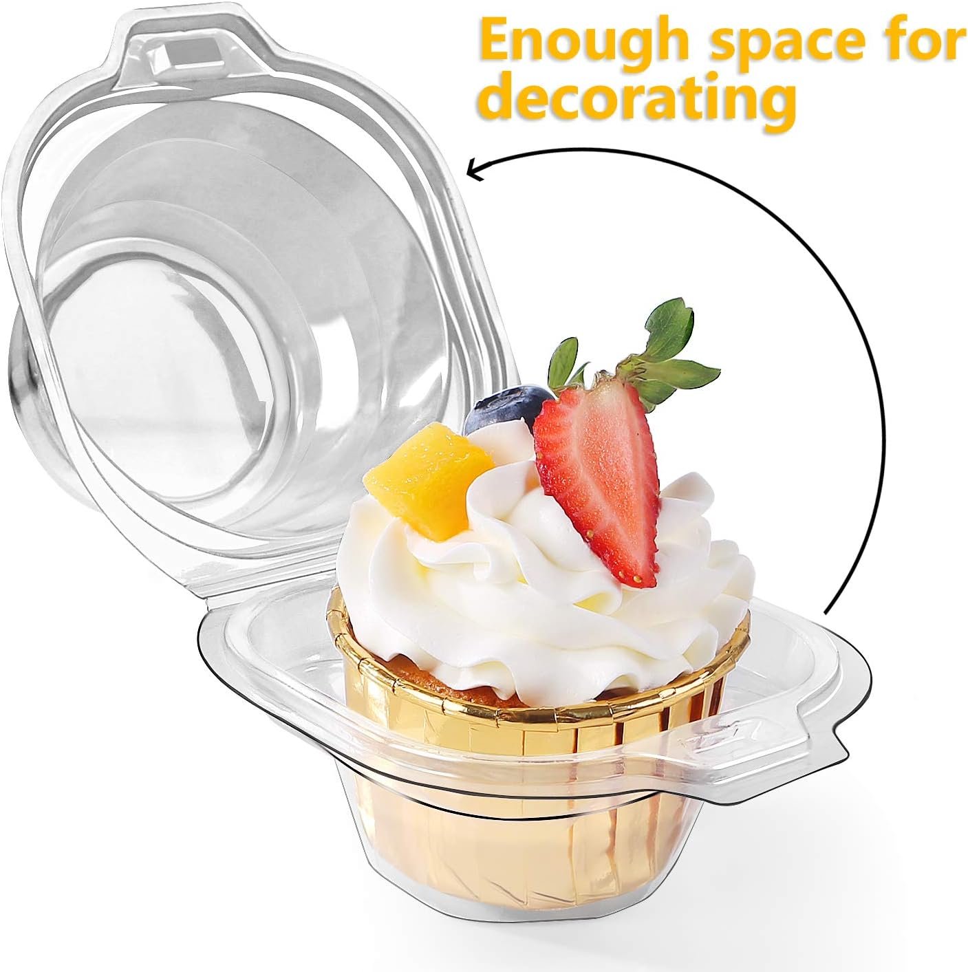 Wholesale 120-Pack Stackable Individual Cupcake Containers Single Compartment Disposable Deep Dome Clear Plastic BPA-Free Holders Factory