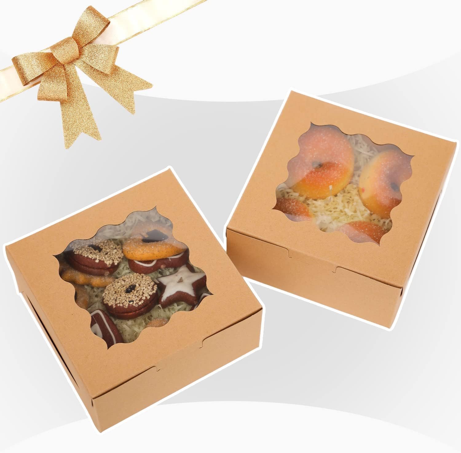 Wholesale 60pcs Kraft Bakery Boxes with Window 6x6x3 Inches Thick Sturdy for Macaroon Pastry Cookies supplier