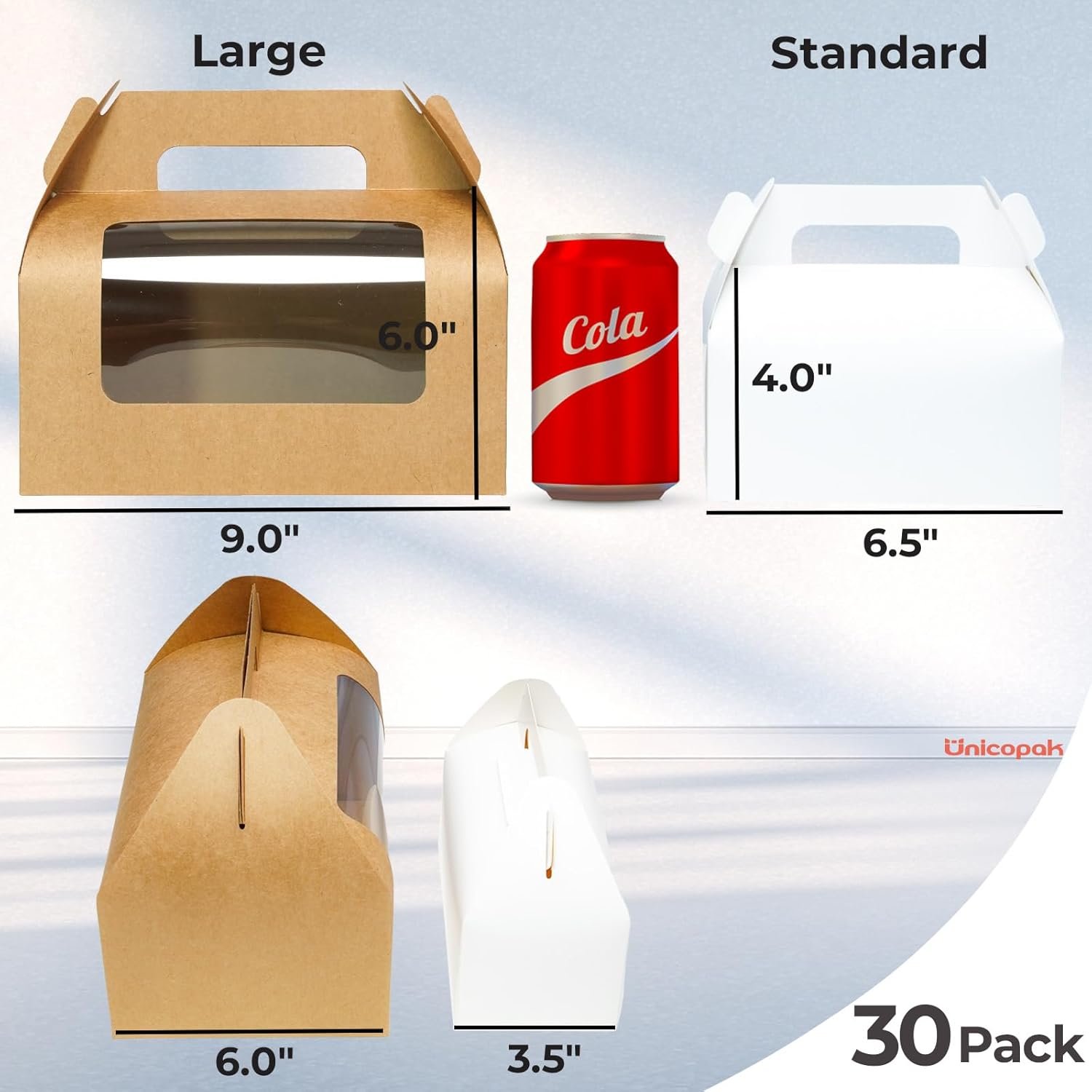 Wholesale 30 Pack 9x6x6 Brown Gable Cookie Boxes with Window Bakery Treat Packaging for Donuts Bread Homemade Gifts Favors Factory