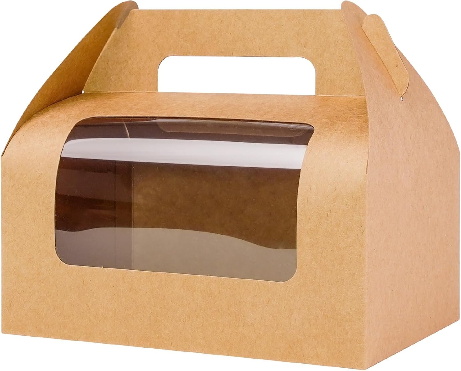 UnicoPak 30 Pack Brown Gable Cookie Boxes with Window 9x6x6, Bakery Treat Boxes for Homemade Gifts, Lunch, Donuts, Bread, Large Cardboard Gift Boxes for Favors