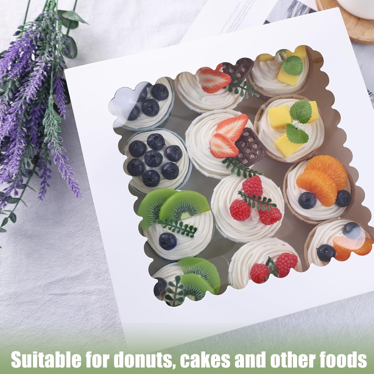 Wholesale 5PCS 10x10x2.5 Inch Pie Boxes White Bakery Cookie Containers with Window for Strawberries Cakes Muffins Pastries Party Favors Factory