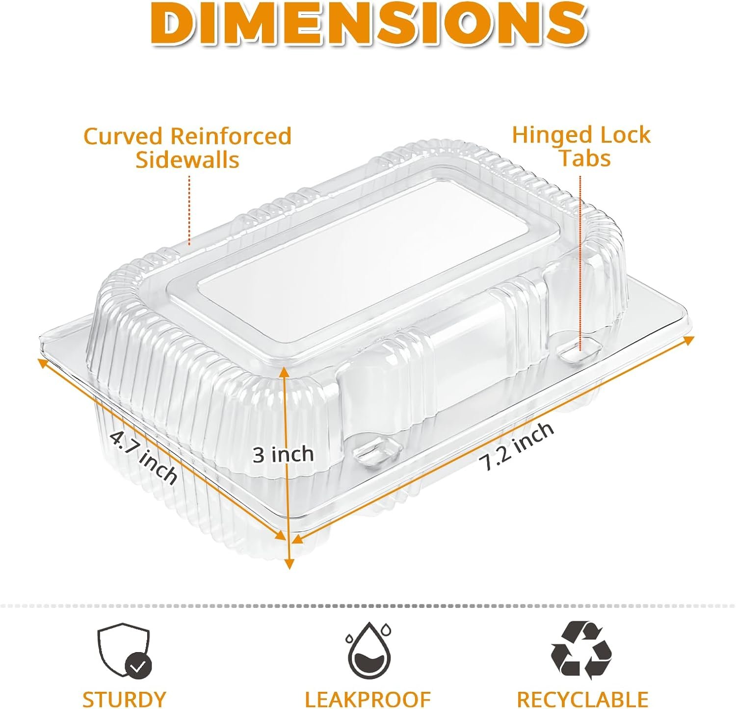 Wholesale 40 Pack Clear Hinged Plastic Containers Sturdy Clamshell Design with Lids Disposable Takeout Boxes for Desserts Cake Slices Sandwiches Salads Cookies 7.2 x 4.7 x 3 Inches Factory