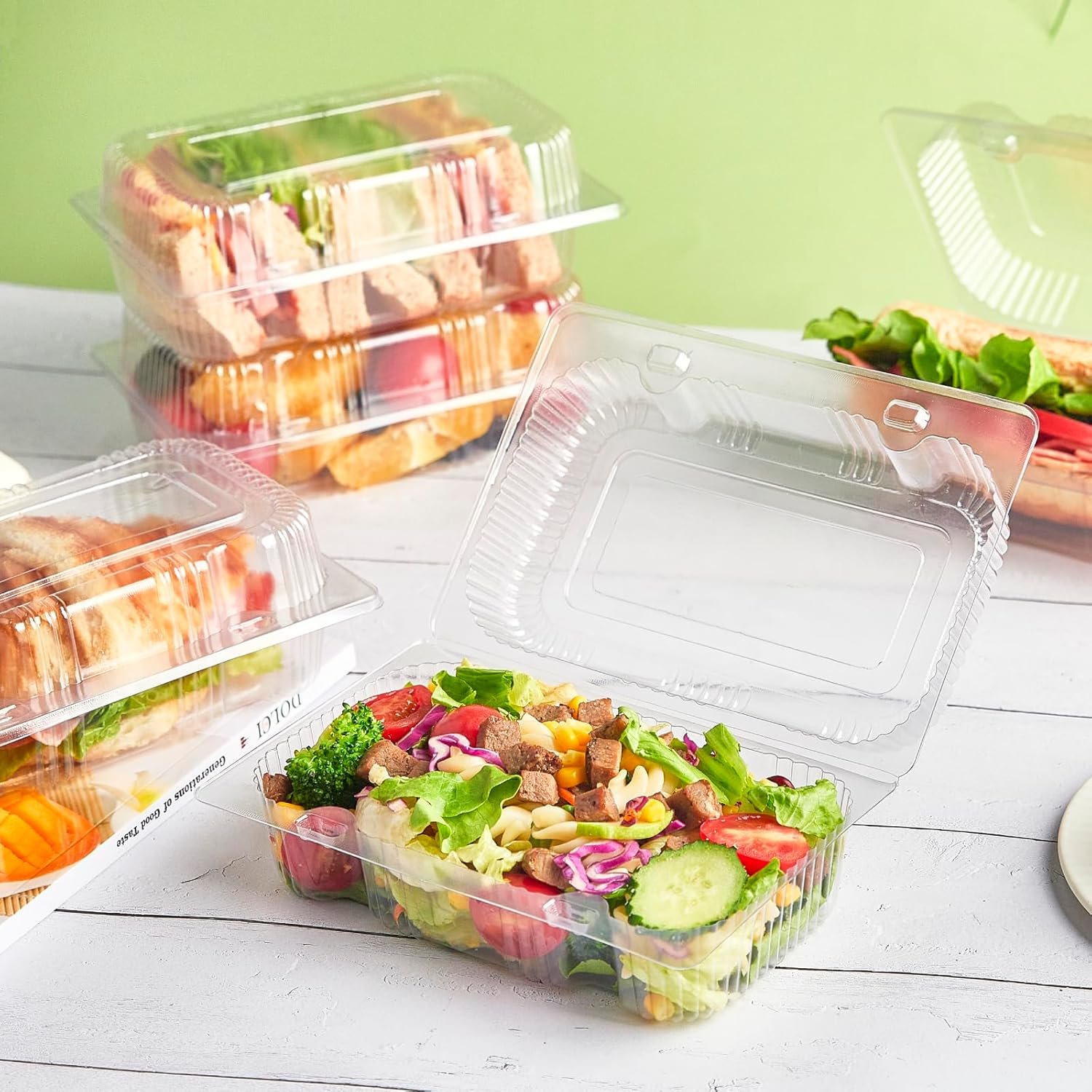 Wholesale 40 Pack Clear Hinged Plastic Containers Sturdy Clamshell Design with Lids Disposable Takeout Boxes for Desserts Cake Slices Sandwiches Salads Cookies 7.2 x 4.7 x 3 Inches Factory