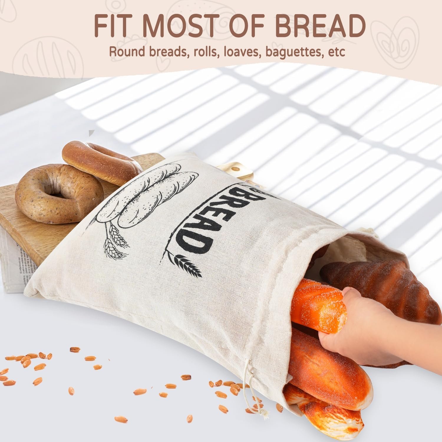 OEM Reusable Linen Bread Bags with Plastic Liner Drawstring Storage for Homemade Sourdough Loaf Toast Sandwich Keeps Fresh Longer Factory