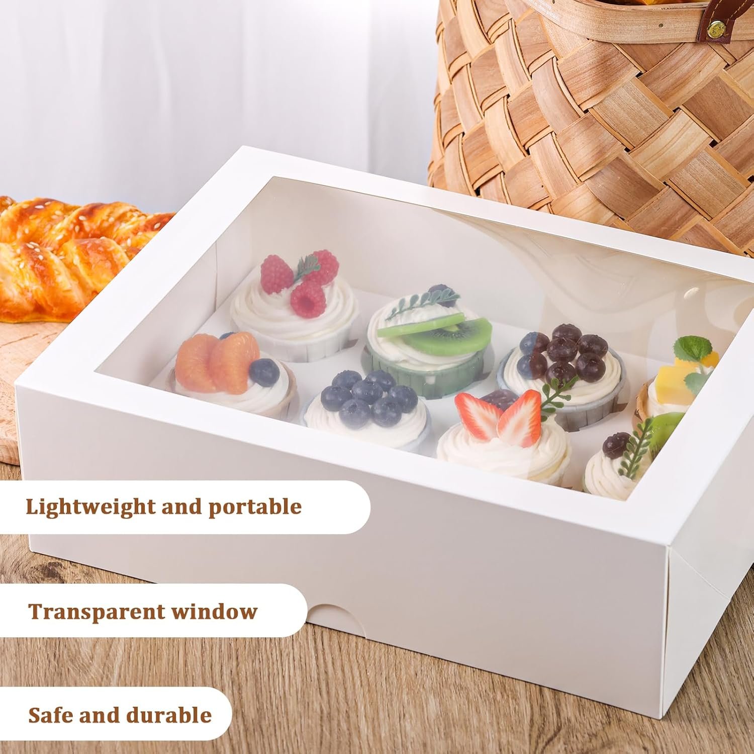 Wholesale 12 Count 13x10x4 Inch Cupcake Boxes with Window Holds 72 Cupcakes for Birthday Holiday Party Bakery Supplies Factory Wholesale 12 Count 13x10x4 Inch Cupcake Boxes with Window Holds 72 Cupcakes for Birthday Holiday Party Bakery Supplies Factory