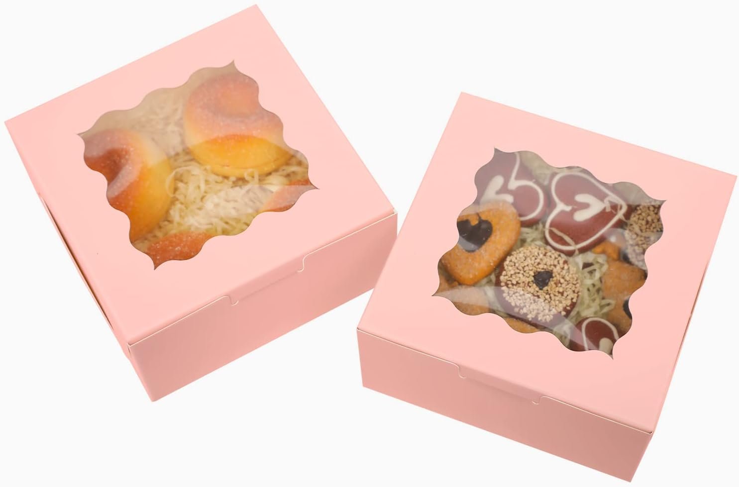 Wholesale Pink Bakery Boxes with Window 6x6x3 Inches Thick Sturdy for Macarons Pastries Cookies Bakeries 60 Packs Factory