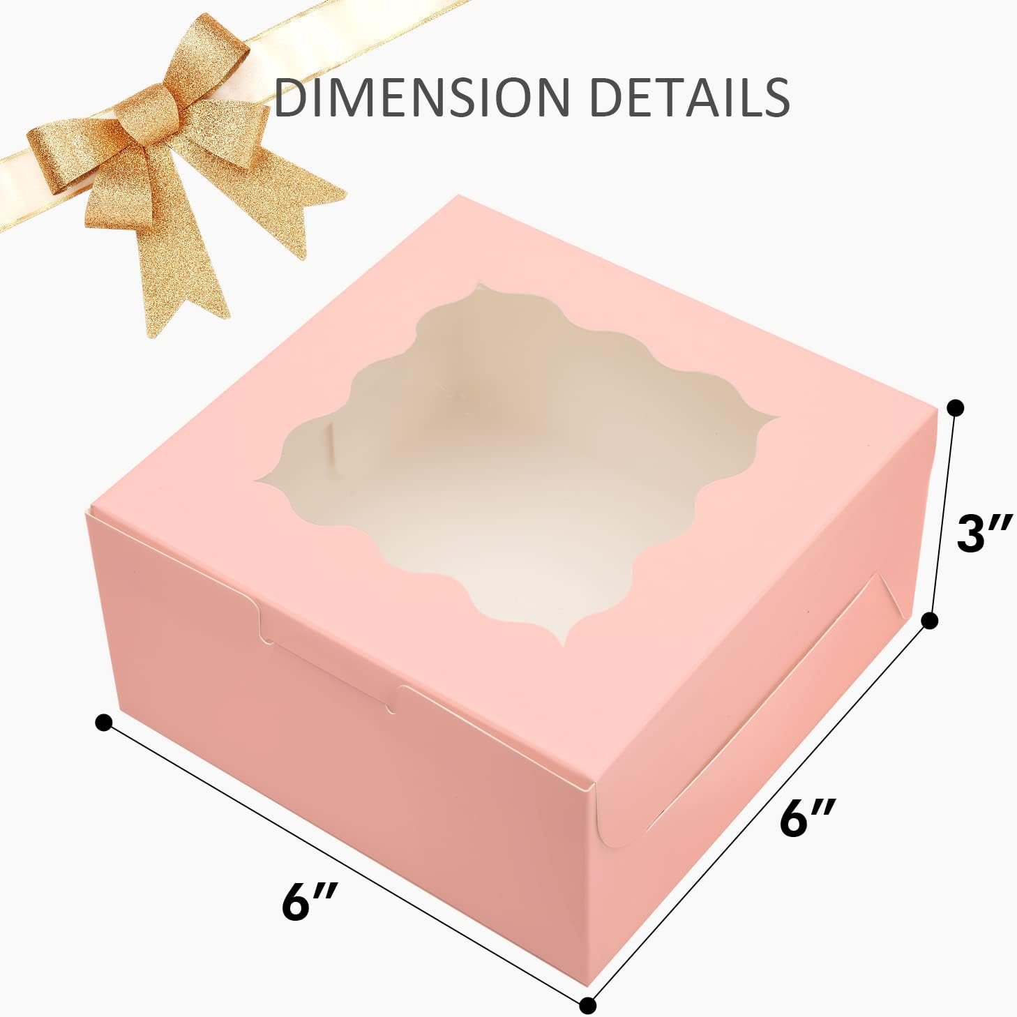 Wholesale Pink Bakery Boxes with Window 6x6x3 Inches Thick Sturdy for Macarons Pastries Cookies Bakeries 60 Packs Factory