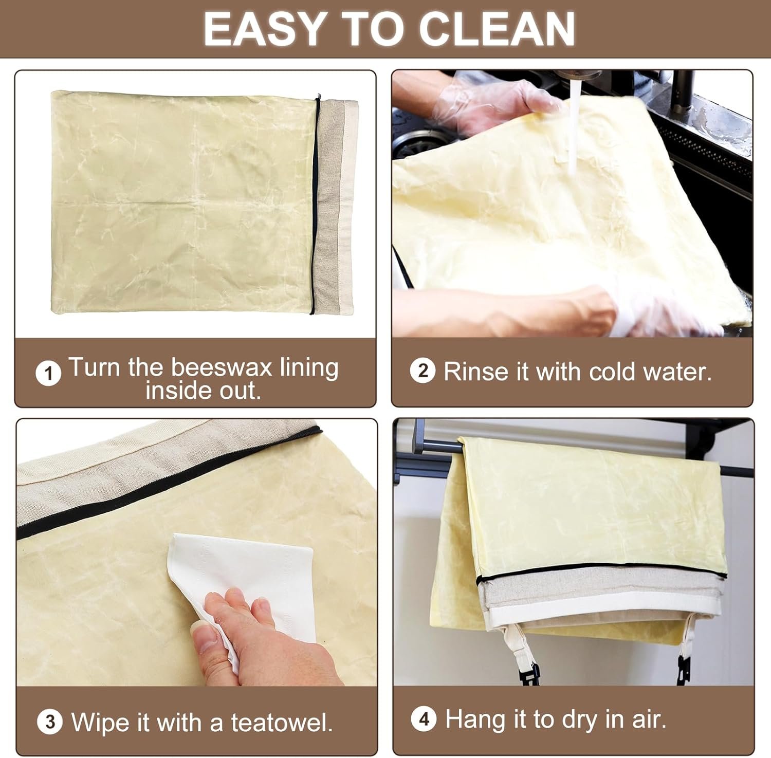 OEM Large Beeswax Sourdough Bread Bags Reusable Washable Storage Keeps Freshness Longer 2 Pack Beige Factory