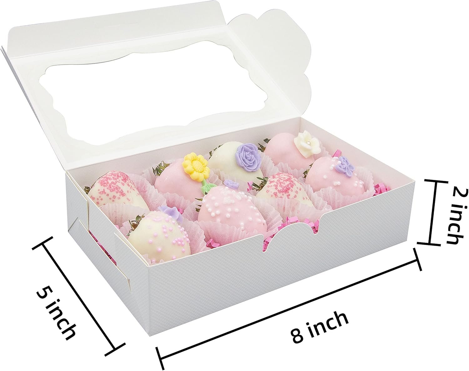Wholesale 20pcs 8x5x2 Inch White Window Bakery Boxes for Cookies Pastries Macarons Donuts Muffins Chocolates Cupcakes Candy Gifts Factory