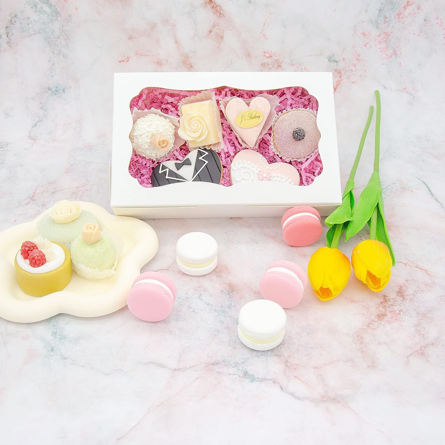 Wholesale 20pcs 8x5x2 Inch White Window Bakery Boxes for Cookies Pastries Macarons Donuts Muffins Chocolates Cupcakes Candy Gifts Factory