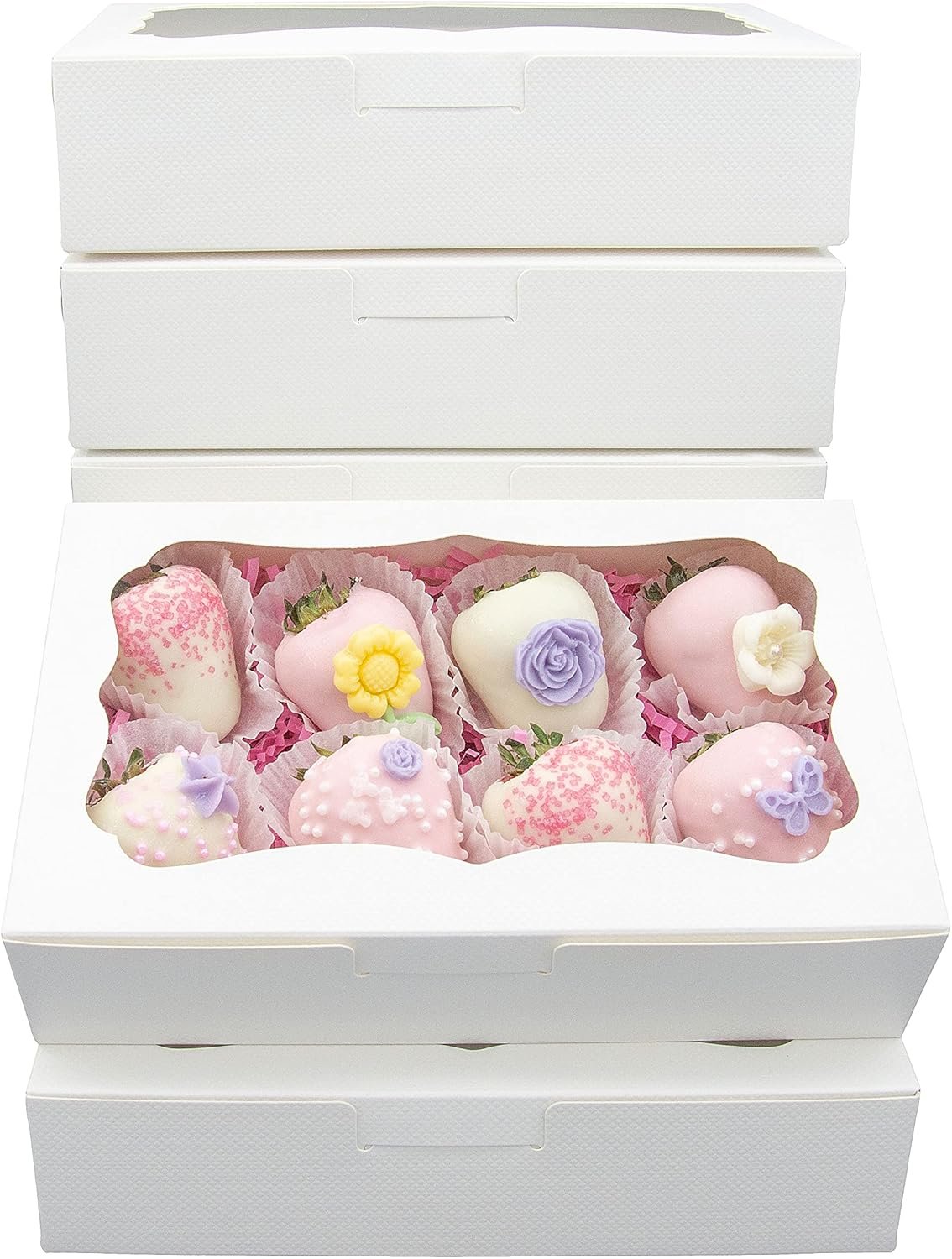 20pcs 8x5x2 Inch White Bakery Boxes Cookie Boxes with Window Treat Boxes Dessert boxes for Cookie,Pastry,Macaron,Donut,Muffins,Chocolate,Cupcake and Candy Gift Giving