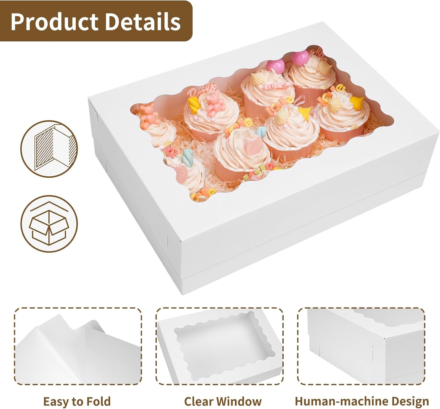Wholesale 20pcs 14x10x4 Inch White Sheet Cake Boxes with Window for Pastry Baking Donuts Cupcakes Pies Packaging Factory