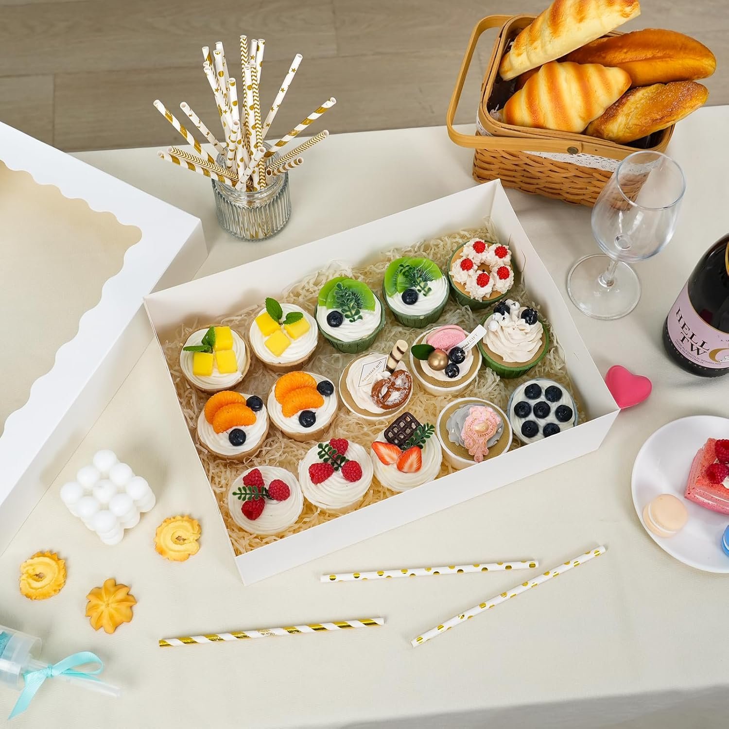 Wholesale 20pcs 14x10x4 Inch White Sheet Cake Boxes with Window for Pastry Baking Donuts Cupcakes Pies Packaging Factory