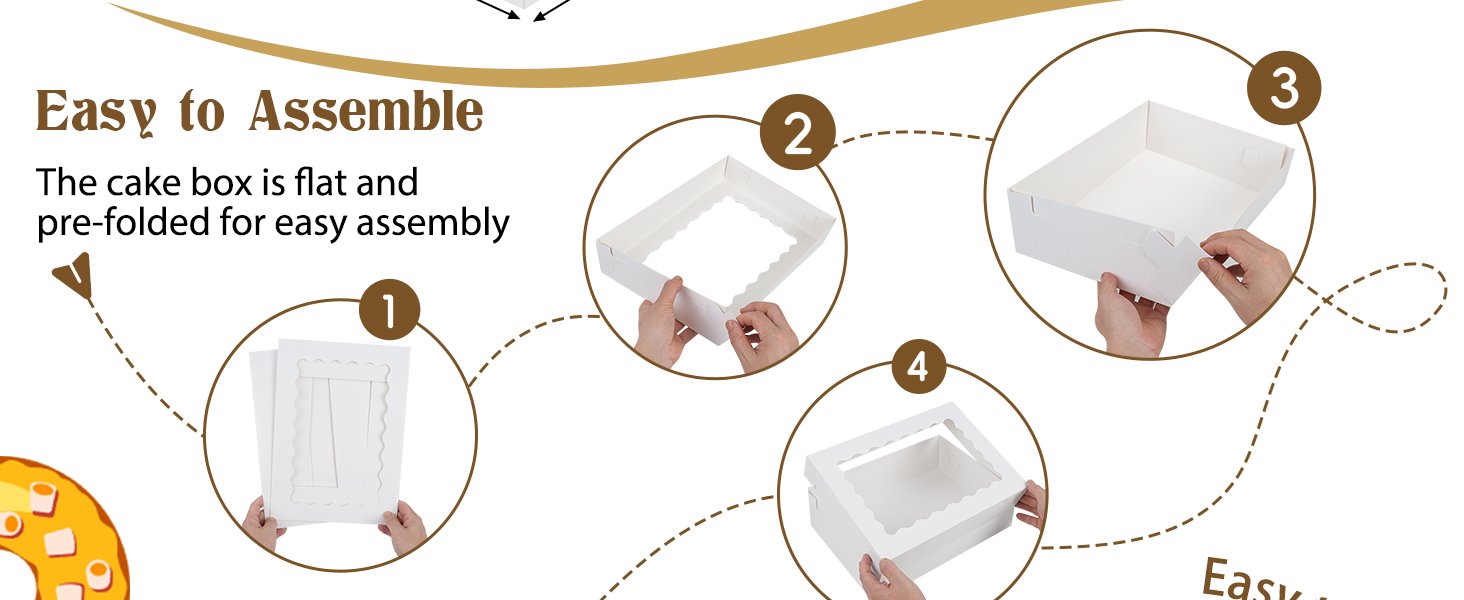 Wholesale 20pcs 14x10x4 Inch White Sheet Cake Boxes with Window for Pastry Baking Donuts Cupcakes Pies Packaging Factory