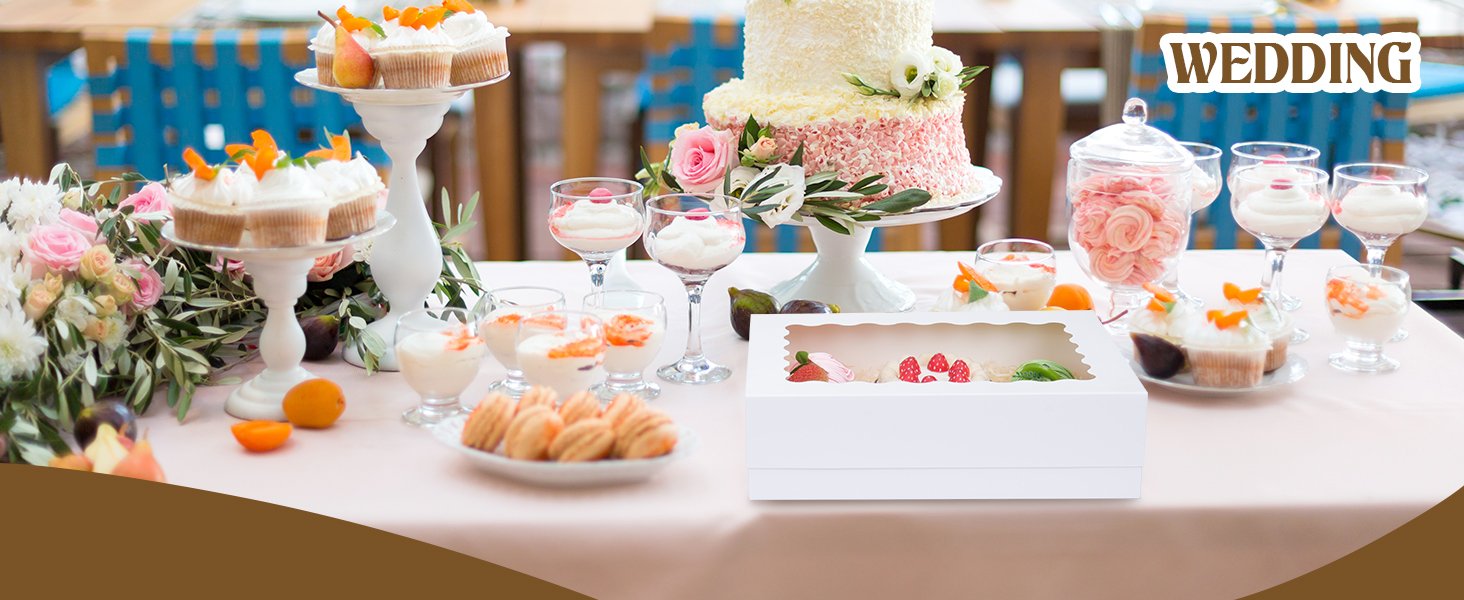 Wholesale 20pcs 14x10x4 Inch White Sheet Cake Boxes with Window for Pastry Baking Donuts Cupcakes Pies Packaging Factory