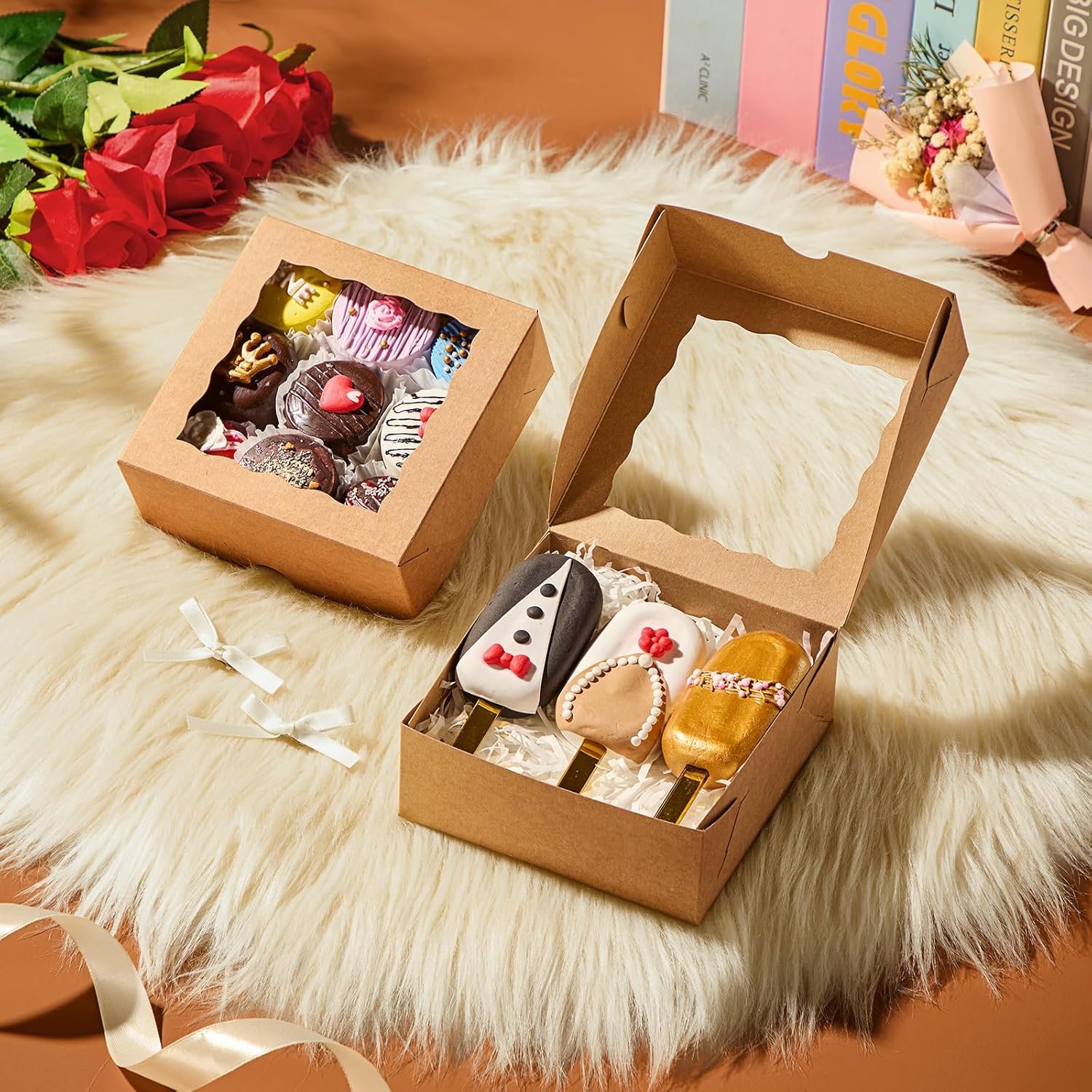 Wholesale 20 Pack 5x5x2 Inch Window Bakery Boxes for Cookies Soap Chocolate Truffles Macarons Gifts Cakes Treats Brownies Pastries Donuts Goodies Party Favors Factory Wholesale 20 Pack 5x5x2 Inch Window Bakery Boxes for Cookies Soap Chocolate Truffles Macarons Gifts Cakes Treats Brownies Pastries Donuts Goodies Party Favors Factory