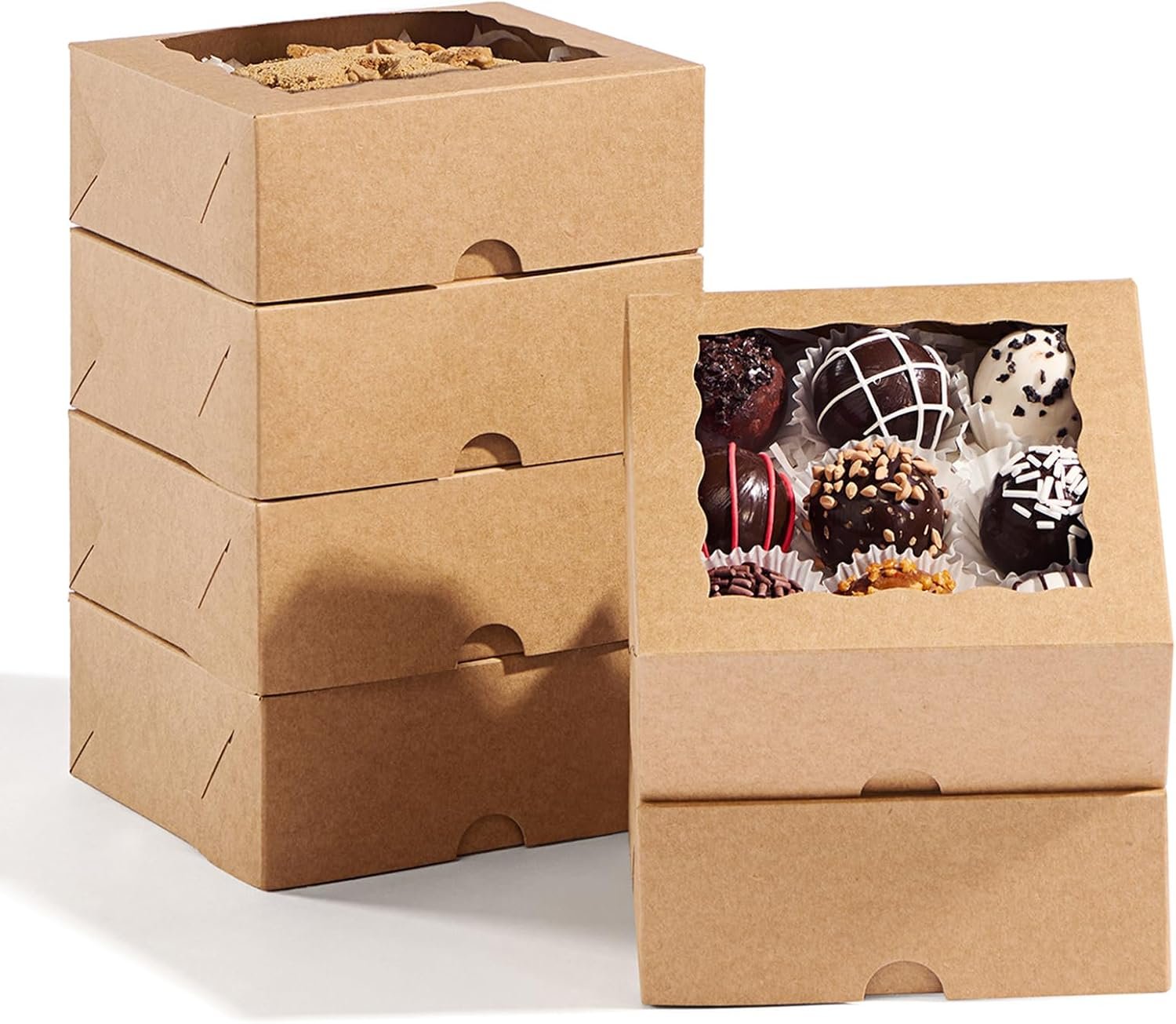 20 Pcs 5x5x2 Inch Cookies with Window Bakery Boxes Soap Box Chocolate Truffle boxes Macaron Boxes Gift Cake Boxes Treat Boxes for Browine pastries, Dount or gifts goodies Party Favor