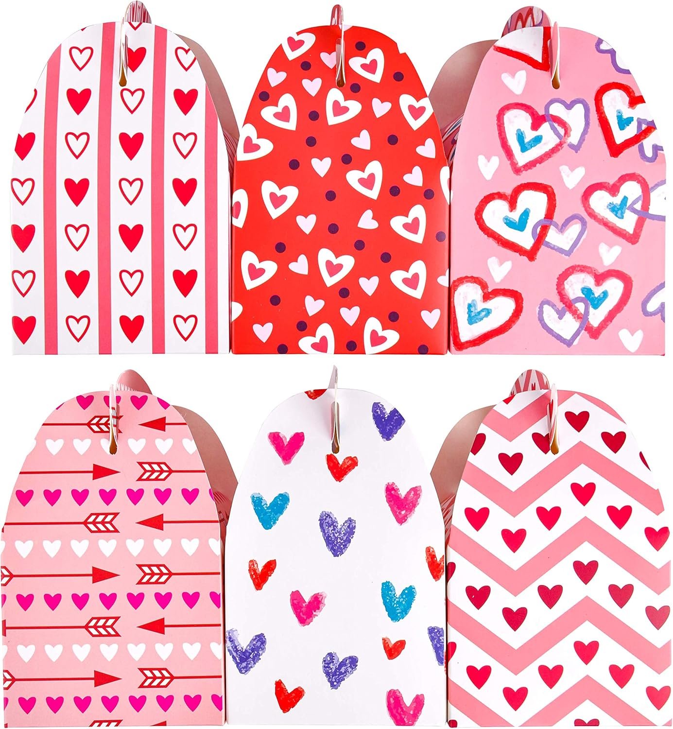 Wholesale 24 Pcs Heart-Shaped Valentine's Day Treat Boxes Cookie Packaging Colorful Design for Kids Party Favors Classroom Prizes Candy Storage Factory