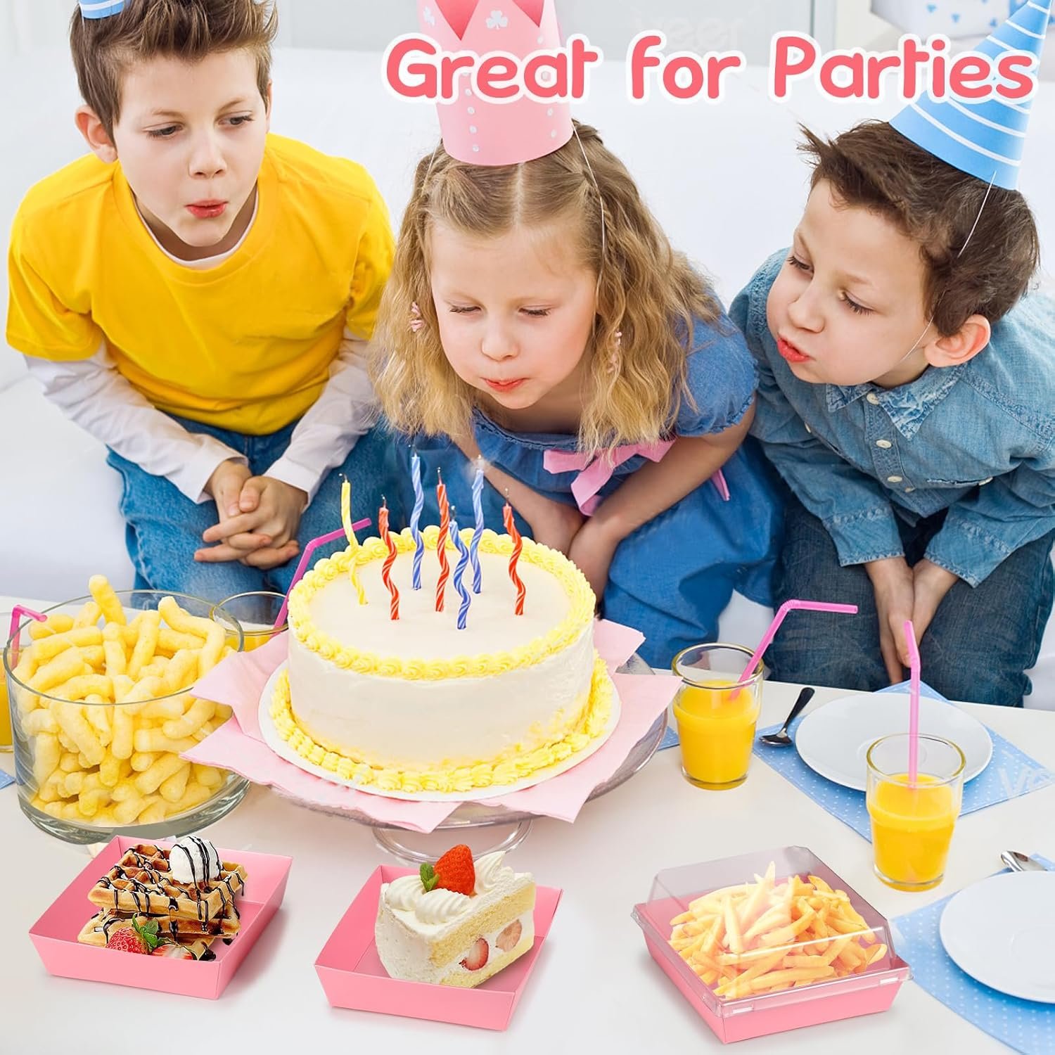 Wholesale 20 Pack Pink Square Disposable Paper Charcuterie Boxes with Lids for Cookies Strawberries Cake Slices Desserts Donuts Bakery To-Go Containers Valentine Wedding Home Outdoor Use Factory