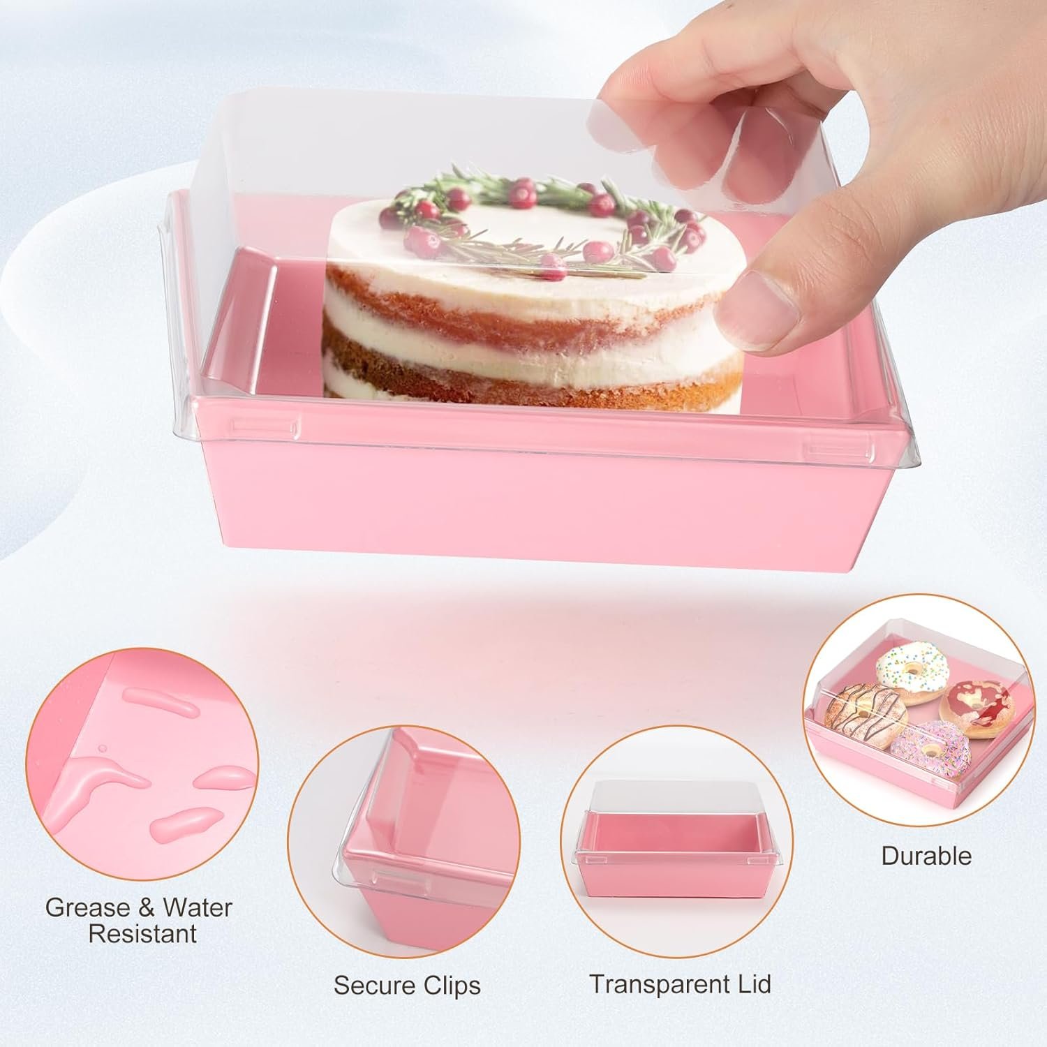 Wholesale 20 Pack Pink Square Disposable Paper Charcuterie Boxes with Lids for Cookies Strawberries Cake Slices Desserts Donuts Bakery To-Go Containers Valentine Wedding Home Outdoor Use Factory