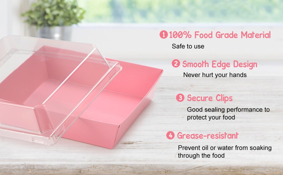 Wholesale 20 Pack Pink Square Disposable Paper Charcuterie Boxes with Lids for Cookies Strawberries Cake Slices Desserts Donuts Bakery To-Go Containers Valentine Wedding Home Outdoor Use Factory