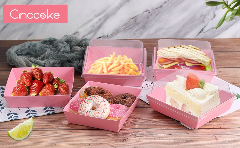 Wholesale 20 Pack Pink Square Disposable Paper Charcuterie Boxes with Lids for Cookies Strawberries Cake Slices Desserts Donuts Bakery To-Go Containers Valentine Wedding Home Outdoor Use Factory