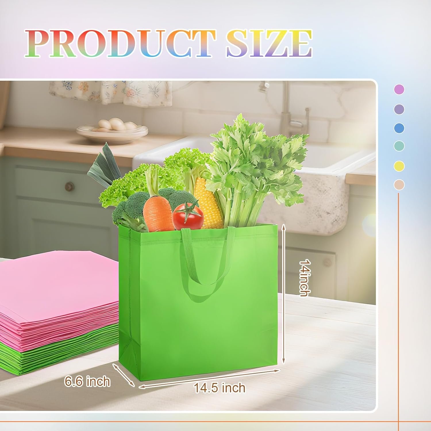 Wholesale 30 Pcs Large Reusable Non-Woven Gift Bags with Handles 14.5 x 14 x 6.6'' Christmas Birthday Party Favors Pink Green Factory