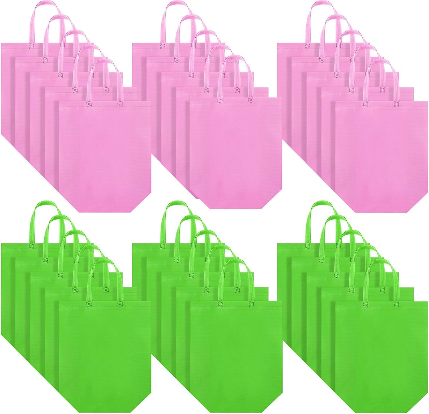 Wholesale 30 Pcs Large Reusable Non-Woven Gift Bags with Handles 14.5 x 14 x 6.6'' Christmas Birthday Party Favors Pink Green Factory
