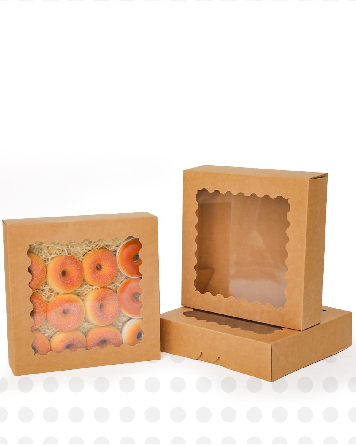 Wholesale 10x10x2.5 Inch Brown Pie Boxes with Window 12 Packs for Cookies Donuts Bakery Auto Pop Up Factory