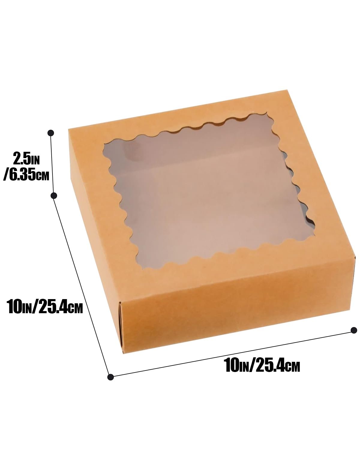 Wholesale 10x10x2.5 Inch Brown Pie Boxes with Window 12 Packs for Cookies Donuts Bakery Auto Pop Up Factory