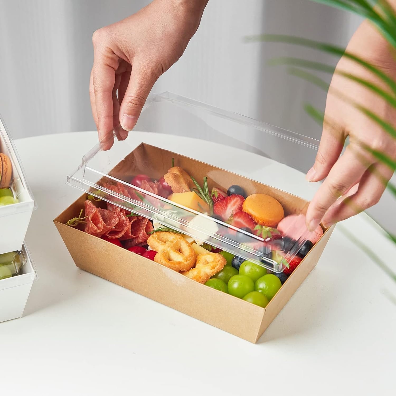 Wholesale 8 x 6 Inch Kraft Paper Charcuterie Boxes with Clear Lids 40 Pack Large Disposable Bakery Containers for Cake Slices Cupcakes Sandwiches Cookies Cocoa Bombs Salads Brown Factory