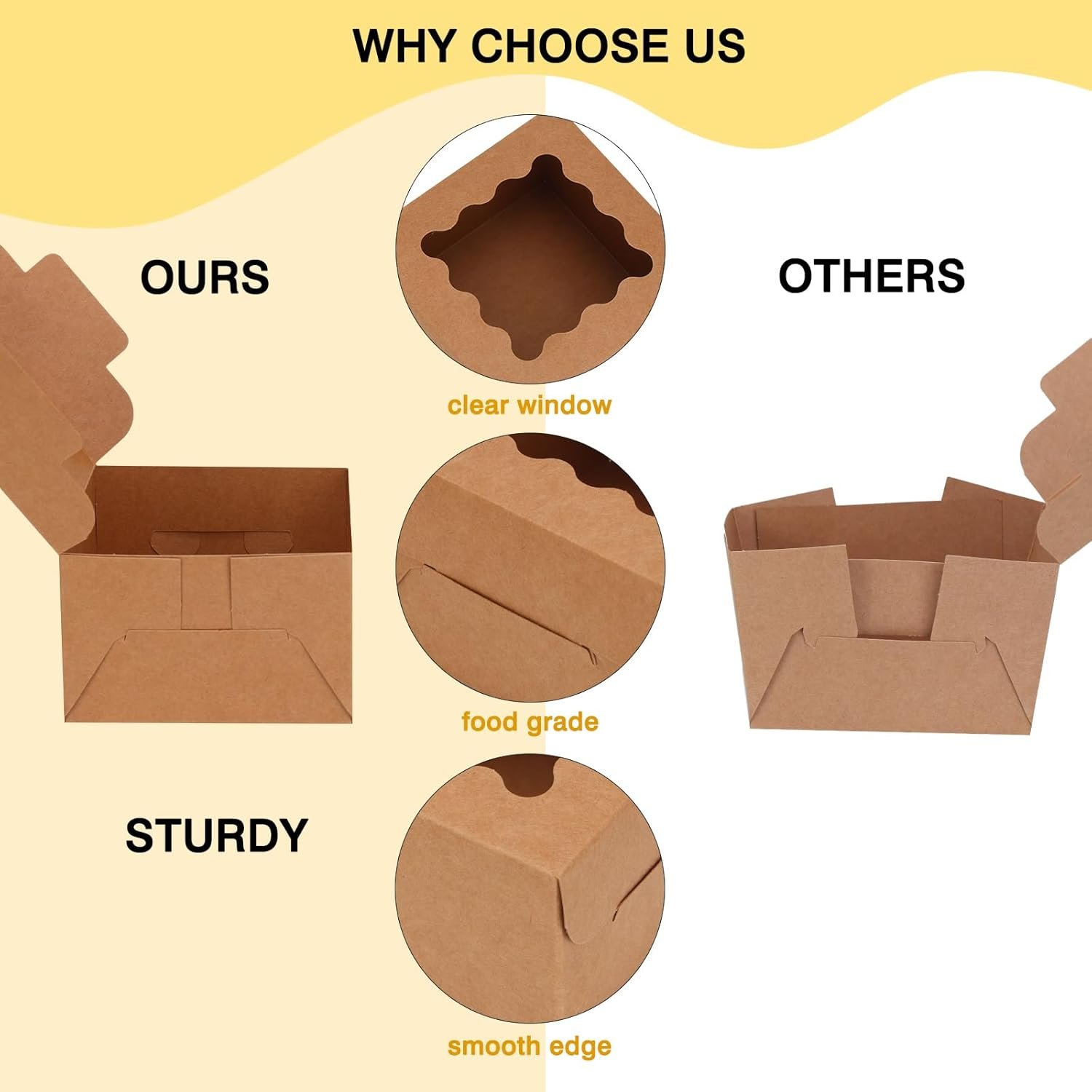 Wholesale 50pcs Cookie Boxes with Window 4x4x2.5 Inches Brown Bakery Pastry Containers for Small Cookies Treats Desserts Factory