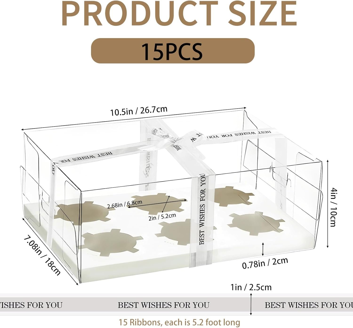 Wholesale 15 Pack Clear Cupcake Boxes 6 Compartment Stackable Plastic Container Set with Gift Ribbon for Muffins Macarons Cookies Desserts Parties 10.5 x 7.08 x 4 Inches Factory Wholesale 15 Pack Clear Cupcake Boxes 6 Compartment Stackable Plastic Container Set with Gift Ribbon for Muffins Macarons Cookies Desserts Parties 10.5 x 7.08 x 4 Inches Factory