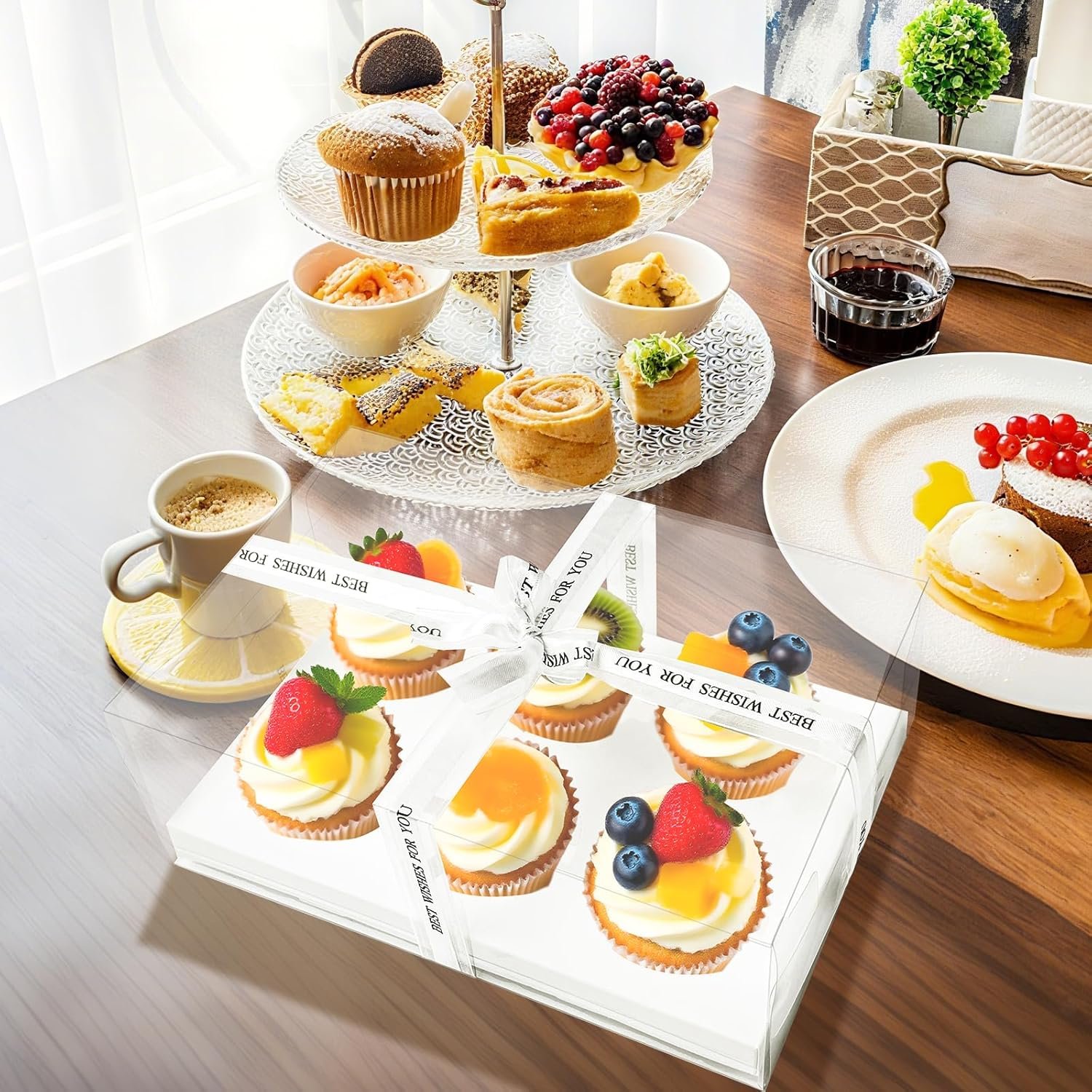 Wholesale 15 Pack Clear Cupcake Boxes 6 Compartment Stackable Plastic Container Set with Gift Ribbon for Muffins Macarons Cookies Desserts Parties 10.5 x 7.08 x 4 Inches Factory Wholesale 15 Pack Clear Cupcake Boxes 6 Compartment Stackable Plastic Container Set with Gift Ribbon for Muffins Macarons Cookies Desserts Parties 10.5 x 7.08 x 4 Inches Factory