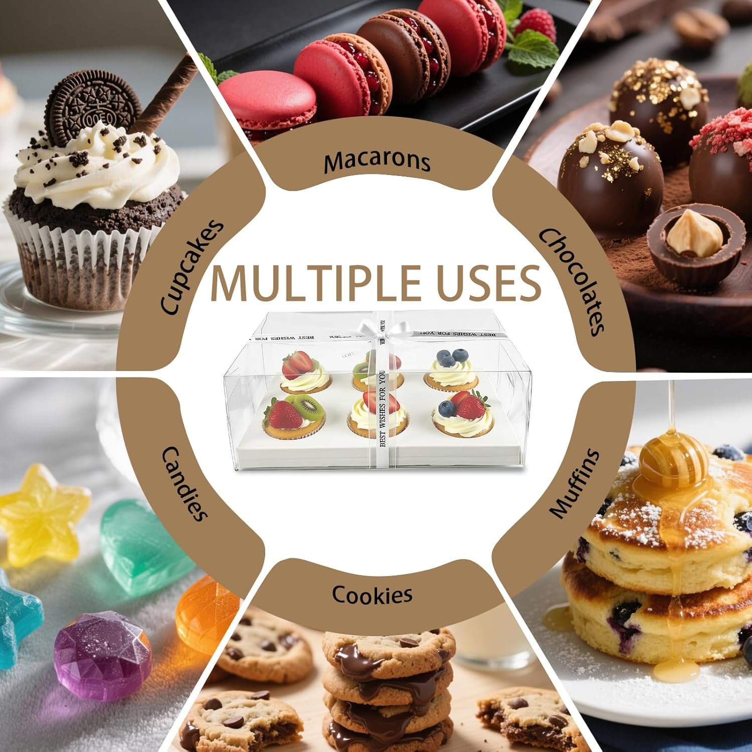 Wholesale 15 Pack Clear Cupcake Boxes 6 Compartment Stackable Plastic Container Set with Gift Ribbon for Muffins Macarons Cookies Desserts Parties 10.5 x 7.08 x 4 Inches Factory Wholesale 15 Pack Clear Cupcake Boxes 6 Compartment Stackable Plastic Container Set with Gift Ribbon for Muffins Macarons Cookies Desserts Parties 10.5 x 7.08 x 4 Inches Factory