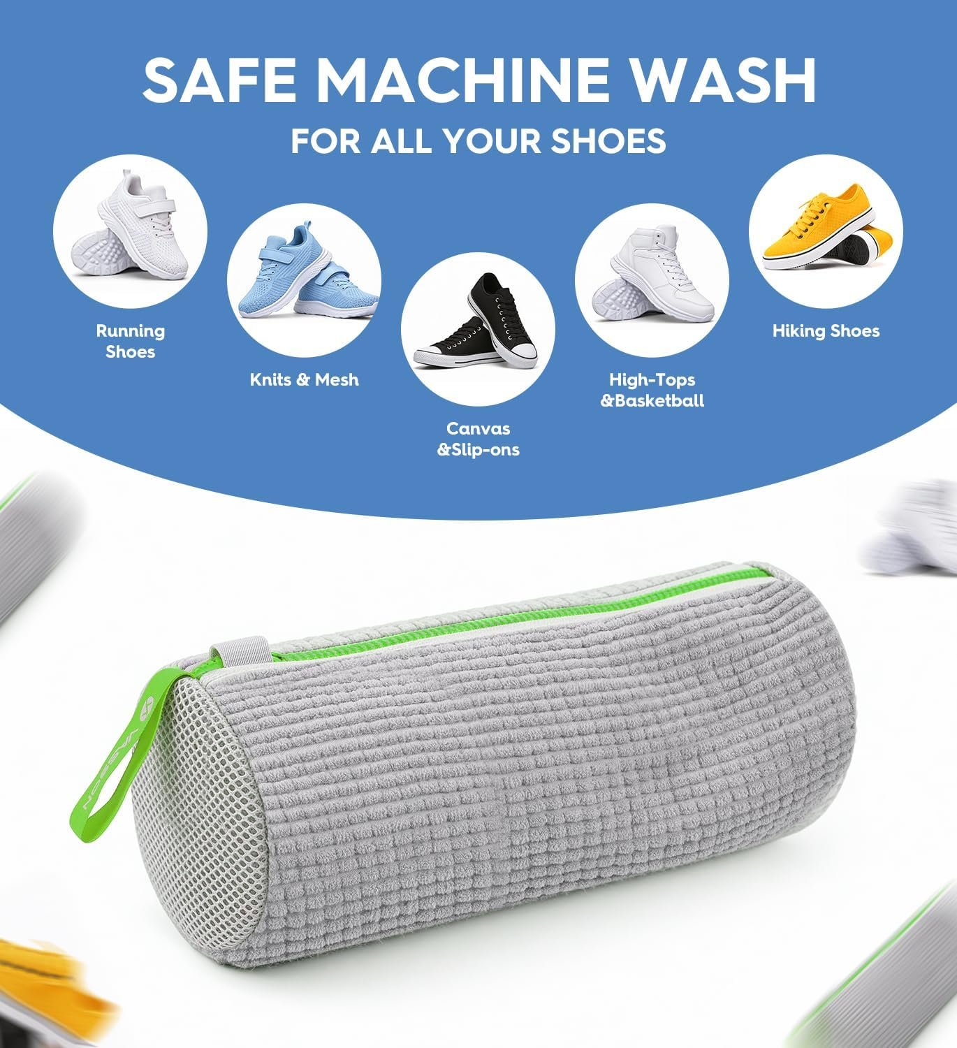 Wholesale Sneaker Wash Bag 2 Pack with Bonus Storage Bag Chenille Microfiber Heavy Duty Scrubber Pouch for Running Shoes and Canvas Cool Grey Greenery Factory