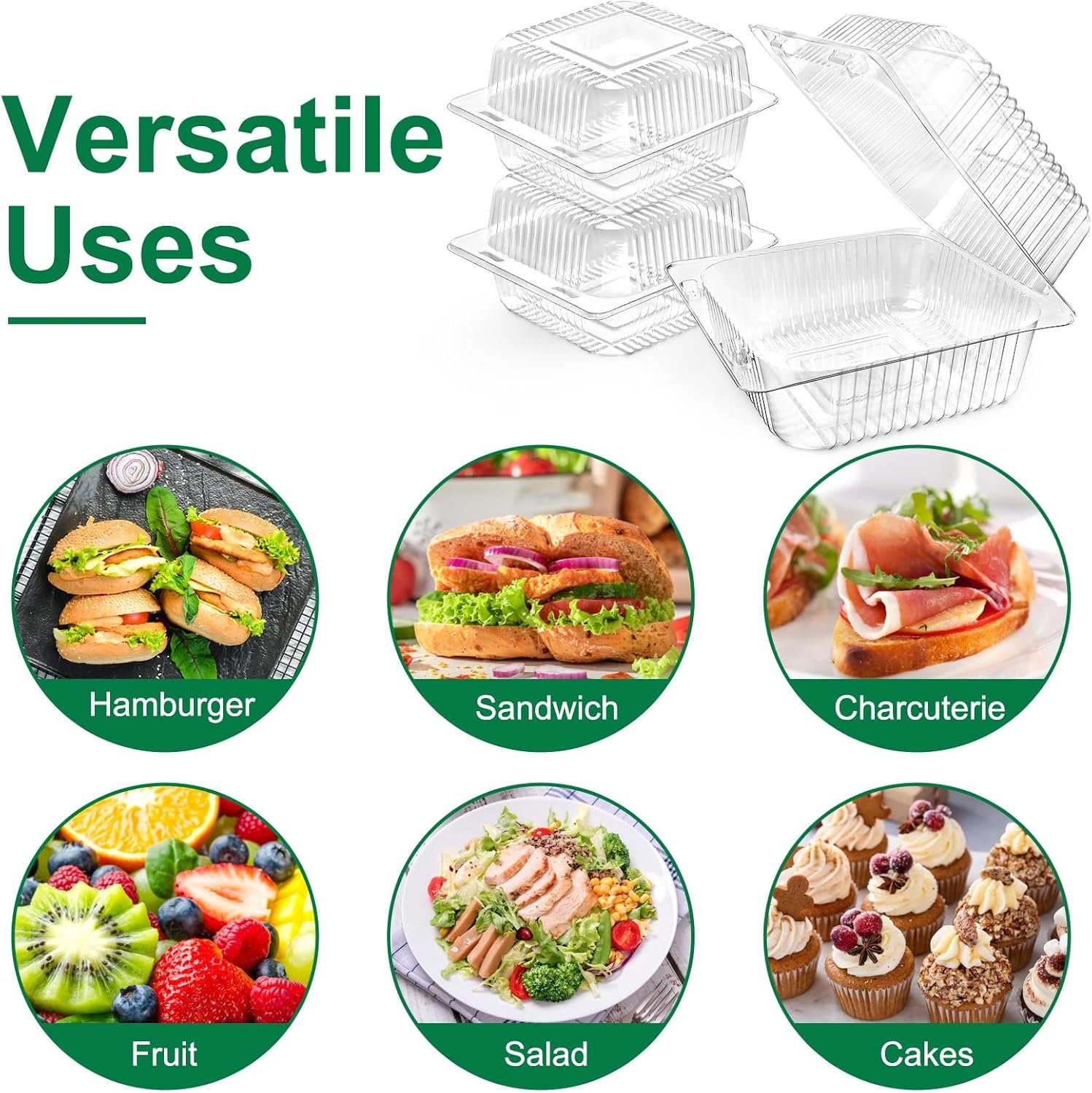 Wholesale 50 Pack Clear Square Plastic Clamshell Containers with Hinged Lids Disposable To Go Boxes for Mini Cakes Salads Sandwiches Desserts Cookies Factory Wholesale 50 Pack Clear Square Plastic Clamshell Containers with Hinged Lids Disposable To Go Boxes for Mini Cakes Salads Sandwiches Desserts Cookies Factory