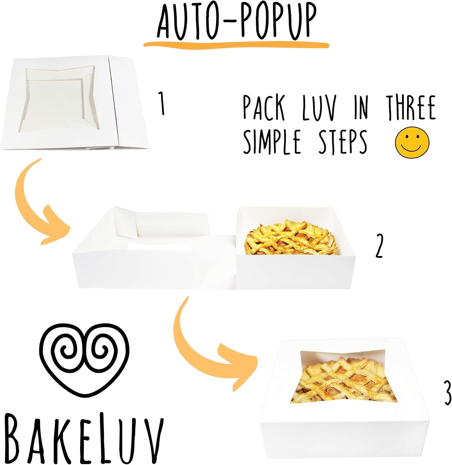 Wholesale 8x8x2.5 Inch Bakery Boxes with Window White 25 Pack 8x8 Cookie Cake Boxes for Cinnamon Rolls Treats Desserts Auto Pop Up Factory