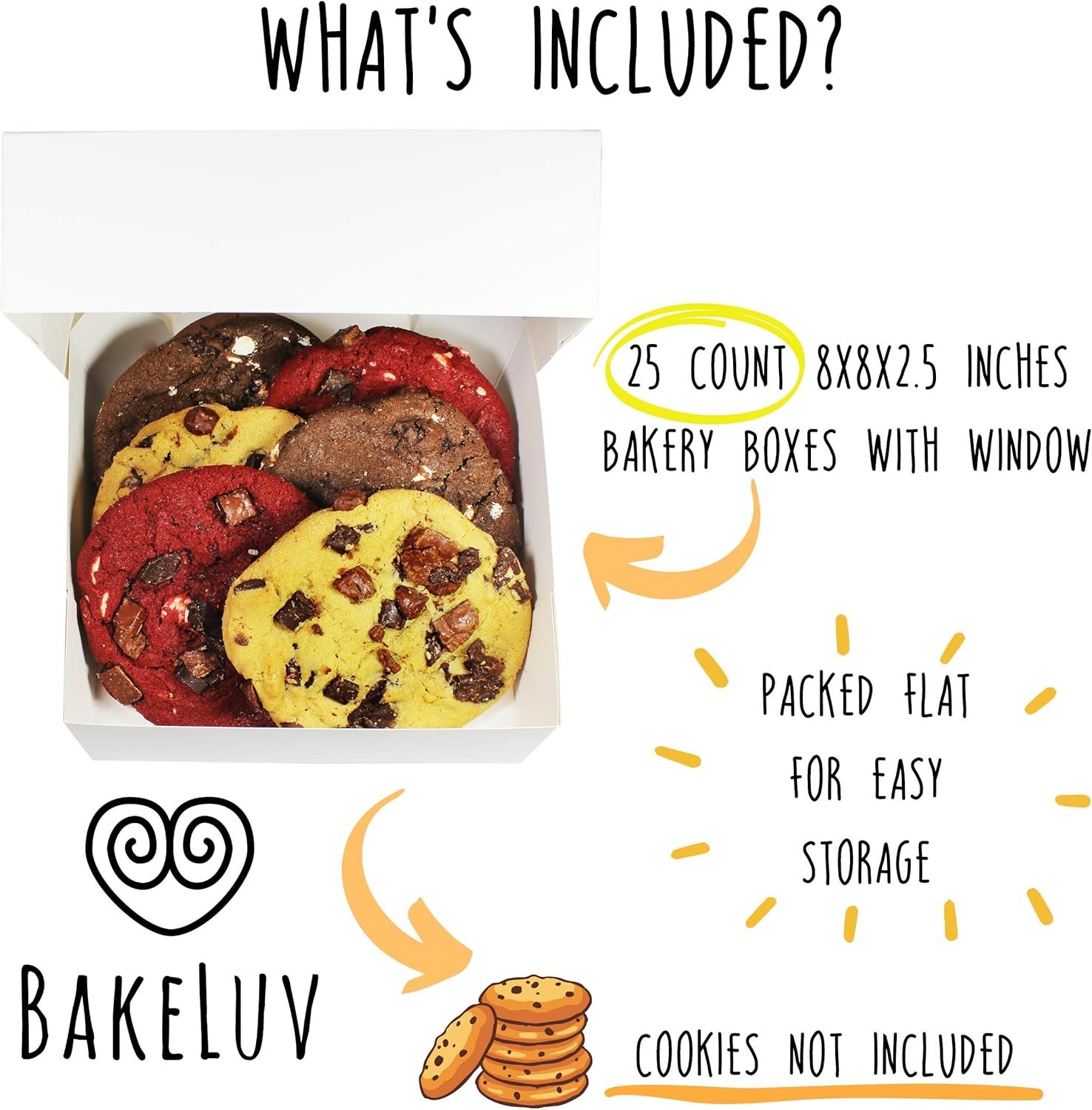 Wholesale 8x8x2.5 Inch Bakery Boxes with Window White 25 Pack 8x8 Cookie Cake Boxes for Cinnamon Rolls Treats Desserts Auto Pop Up Factory