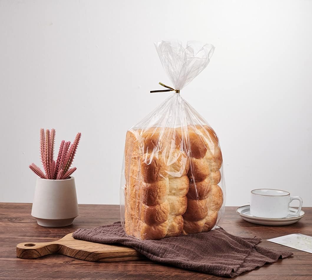 Wholesale Plastic Bread Bags with Ties 50 Pack Printed Loaf Bags for Homemade Sourdough Bakery Foods 8x18 Inch 4 Inch Side Gusset Factory