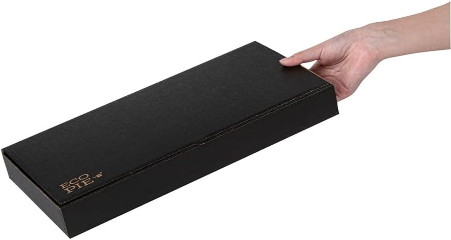 Wholesale 14 x 7 x 1.5 Inch Flatbread Takeaway Boxes 50 Pack Sturdy Corrugated Eco Pizza Boxes E-Flute Tab-Lock Kraft Black Paper Disposable Factory