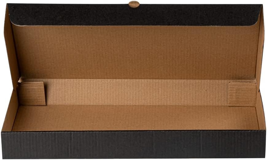 Wholesale 14 x 7 x 1.5 Inch Flatbread Takeaway Boxes 50 Pack Sturdy Corrugated Eco Pizza Boxes E-Flute Tab-Lock Kraft Black Paper Disposable Factory
